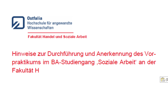 Bild der Überschrift aus dem PDF Dokument "hinweise zur Durchführung und Anerkennung des Vorpraktikums im BA-Studiengang ,Soziale Arbeit' an der Fakultät H"